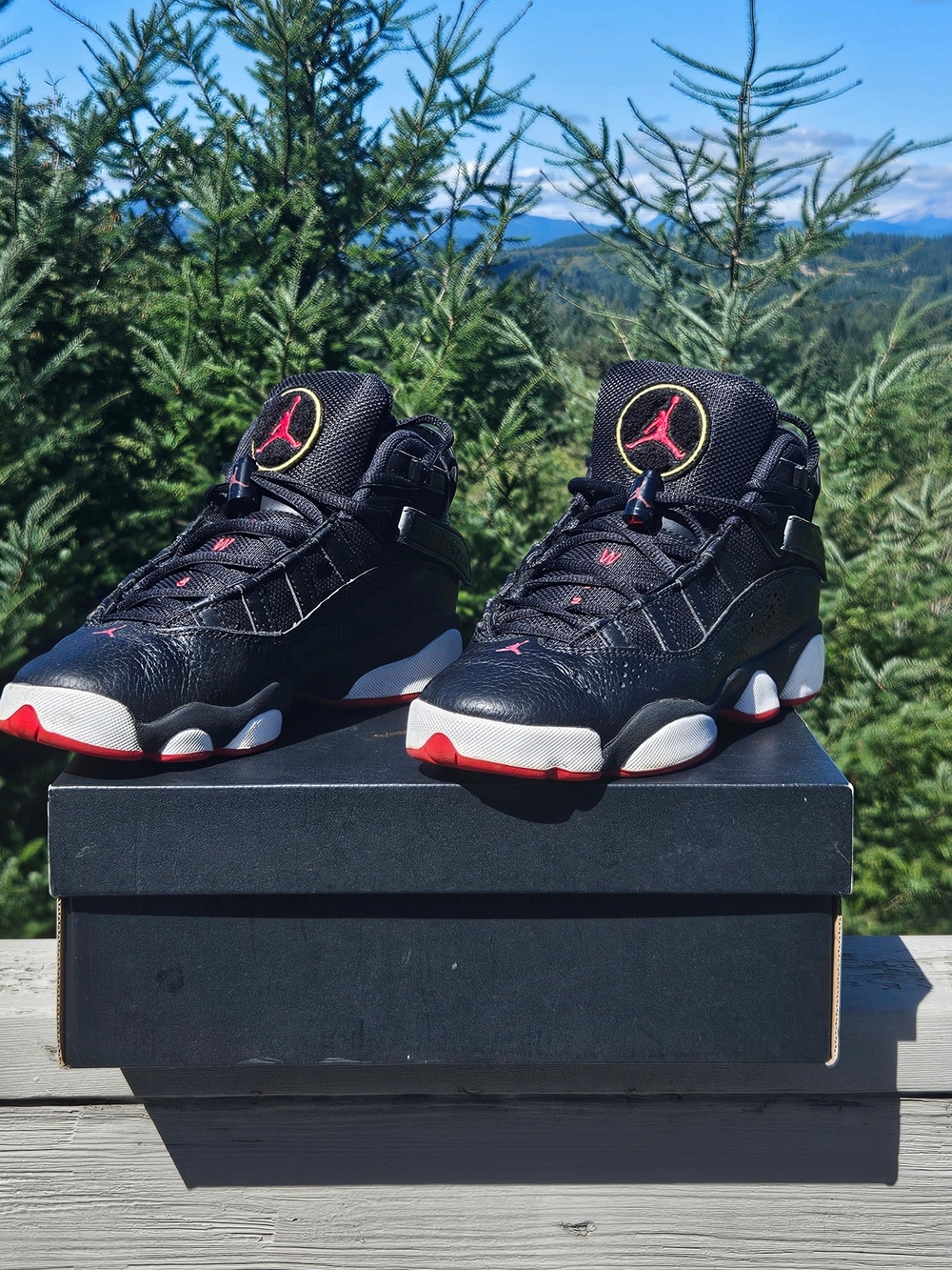Air Jordan 6 Rings Men's Basketball Shoes - Black/Red